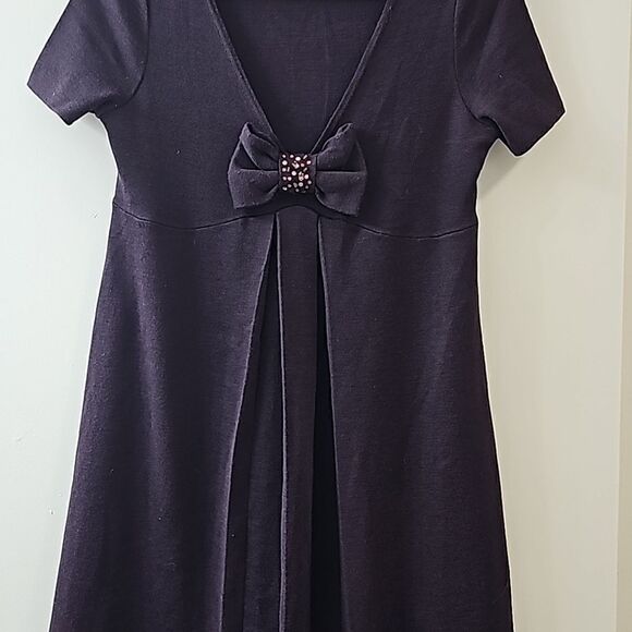 Love Moshino Wool Blend Purple A Line Dress with Bow Size 8 - Picture 6 of 7
